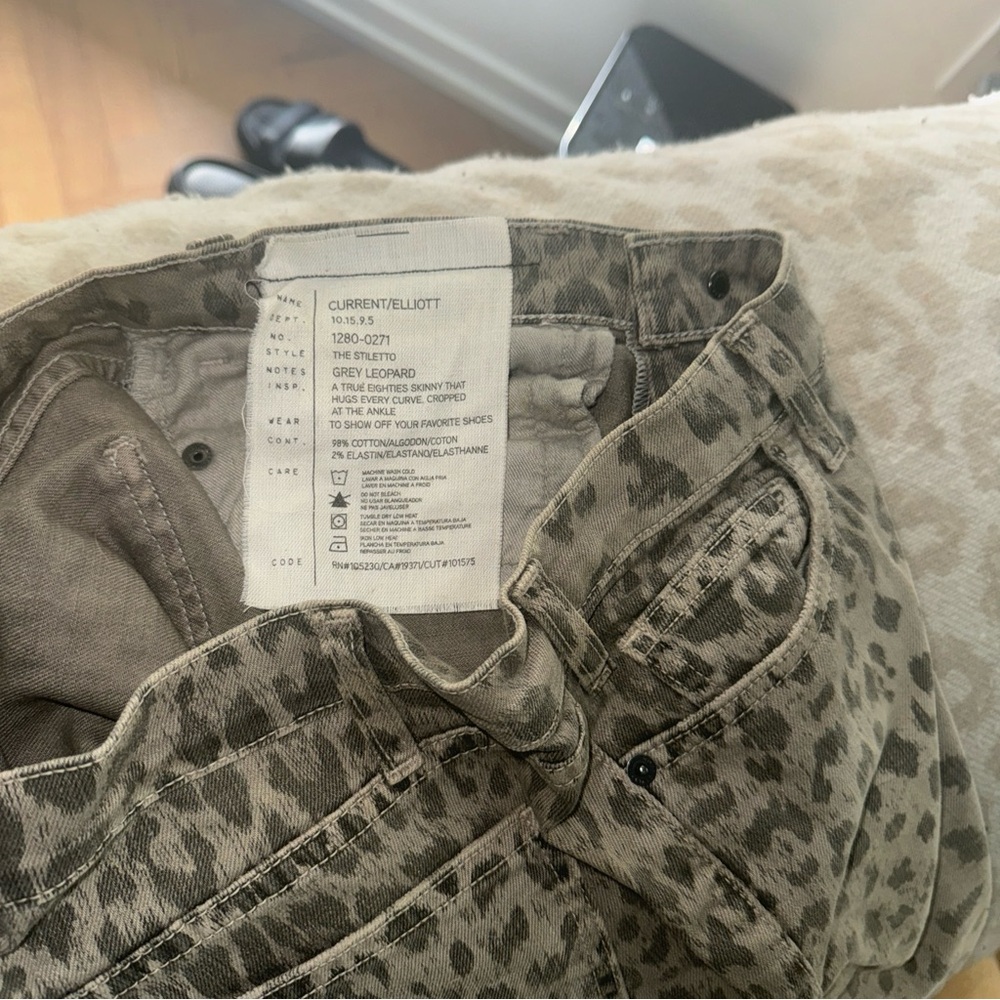 Current/Elliott Stiletto in Grey Leopard Skinny Jeans Women's Size 28